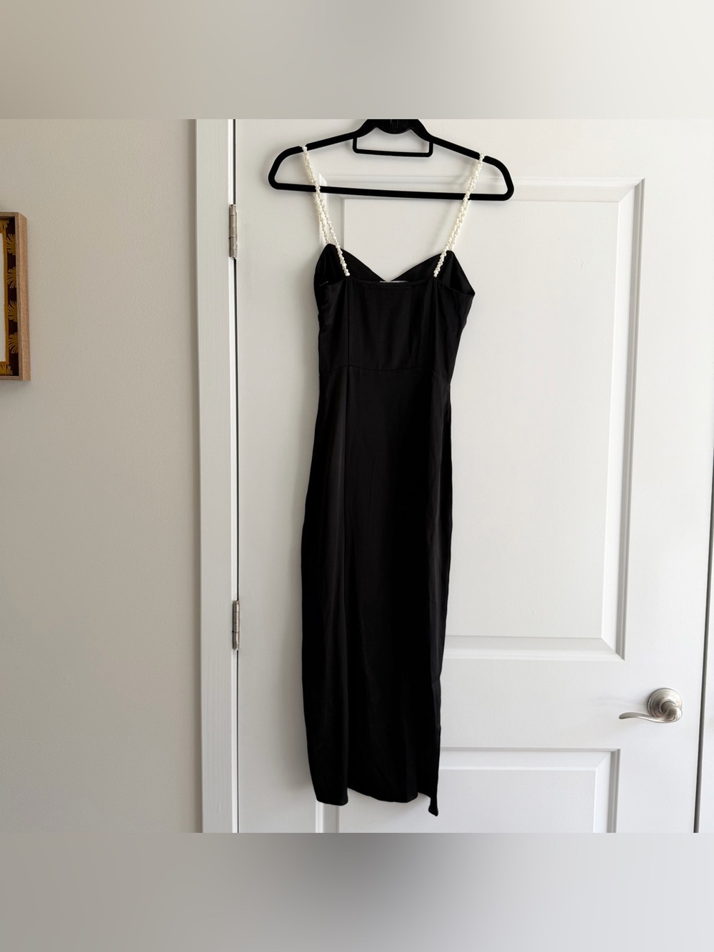 Zara Black Slip Dress with Pearl-Strap Detail - Picture 3 of 8